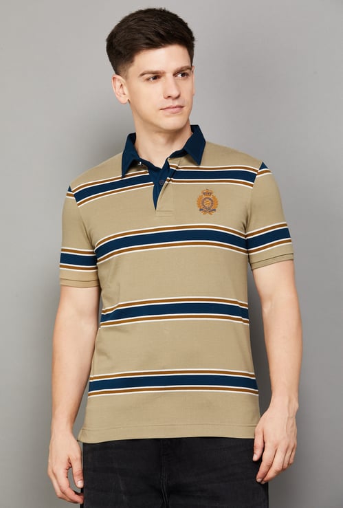 FAHRENHEIT Striped Polo T-shirt