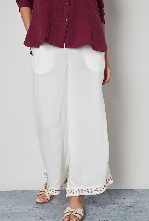 MELANGE Embroidered Palazzos