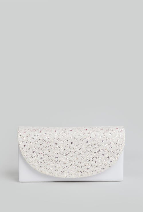 CODE Embellished Foldover Clutch with Sling