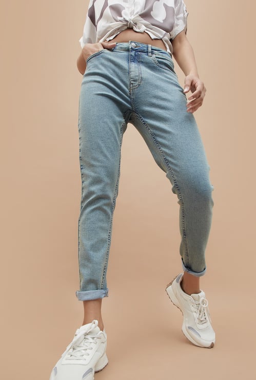 GINGER Washed Skinny Fit High Rise Jeans