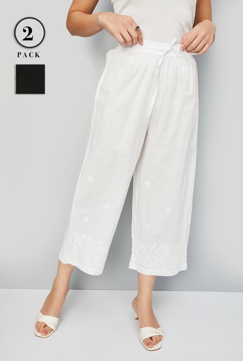 Women Embroidered Palazzos - Pack of 2