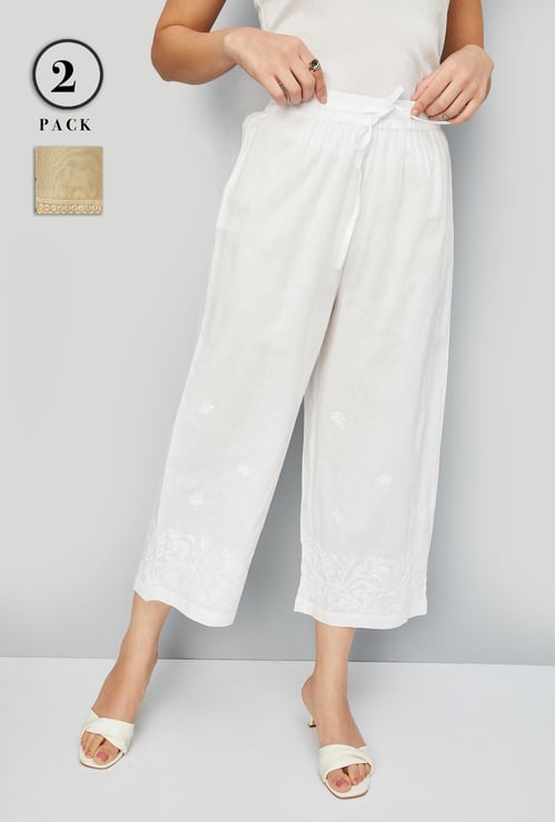Women Embroidered Palazzos - Pack of 2