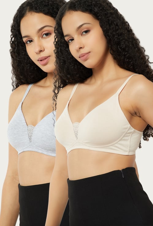 Women Solid Soft Cup T-shirt Bra - Pack of 2