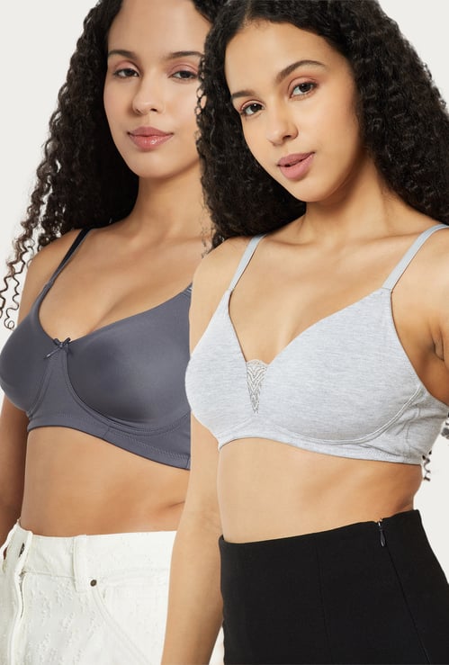 Women Solid Soft Cup T-shirt Bra - Pack of 2