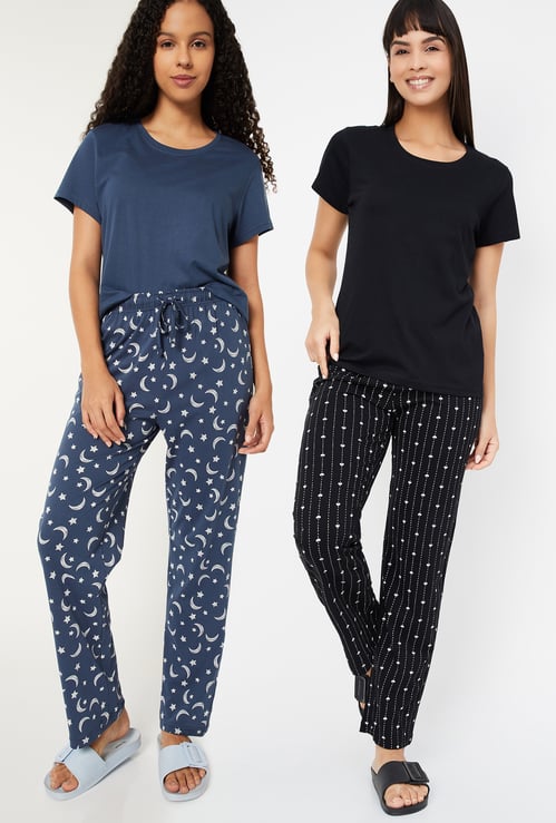 Women Printed PJ Set - Pack of 2