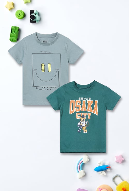 Boys Assorted Print T-shirt - Pack of 2