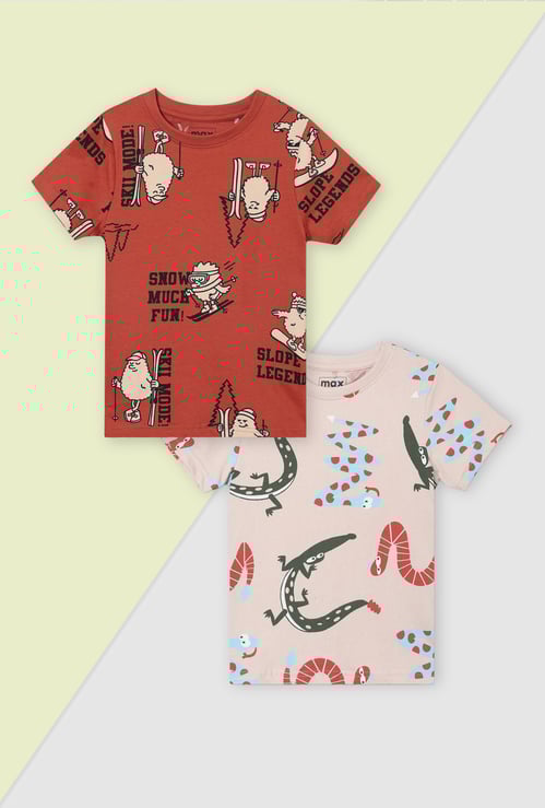 Boys Assorted Print T-shirt - Pack of 2