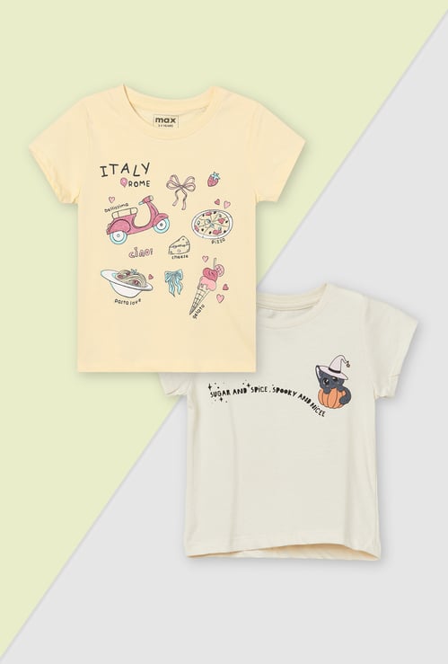 Girls Printed T-shirt - Pack of 2