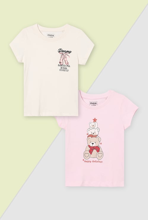 Girls Printed T-shirt - Pack of 2