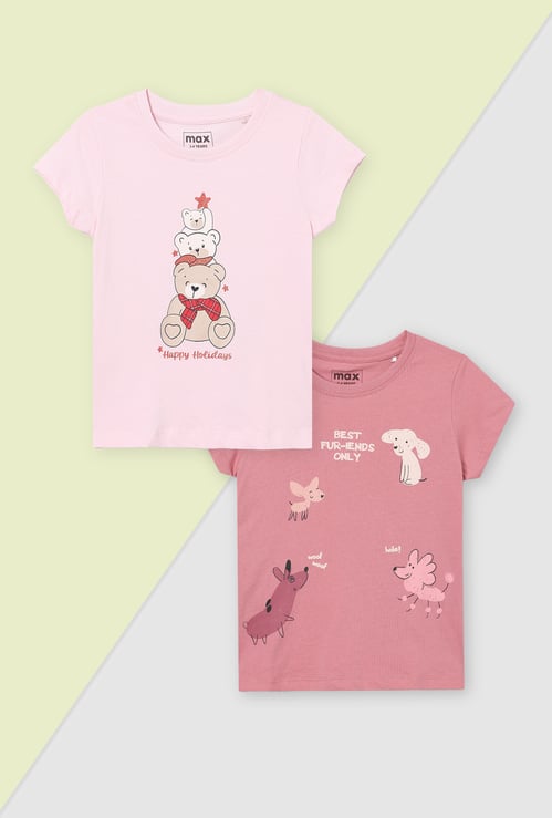 Girls Printed T-shirt - Pack of 2
