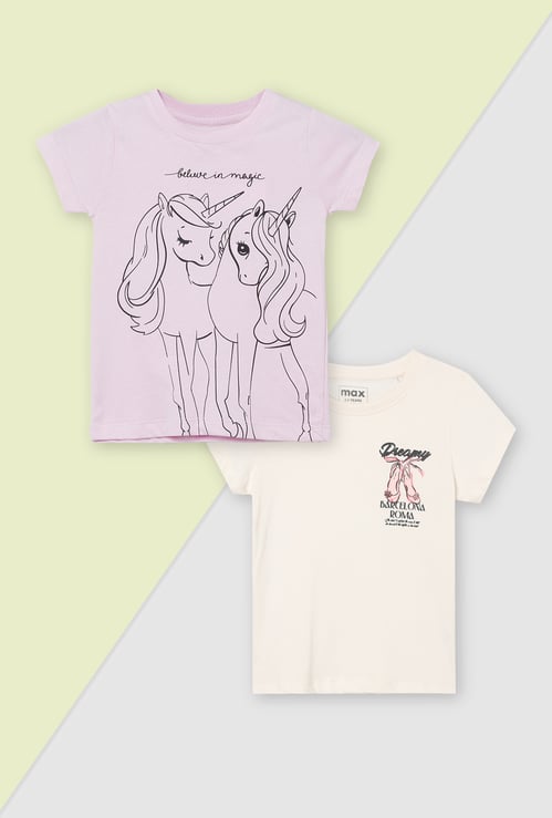 Girls Printed T-shirt - Pack of 2
