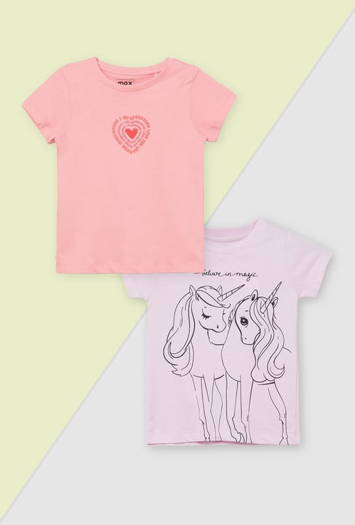 Girls Printed T-shirt - Pack of 2