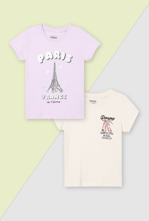 Girls Printed T-shirt - Pack of 2