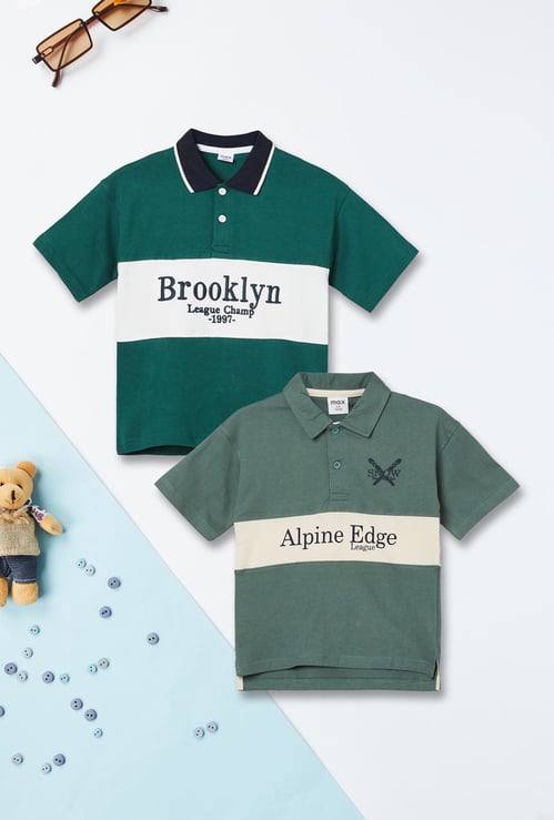 Boys Colourblock Polo T-shirt - Pack of 2