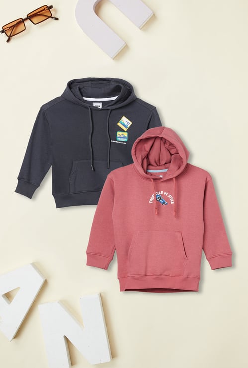 Boys Printed Hooded Sweatshirts - Pack of 2