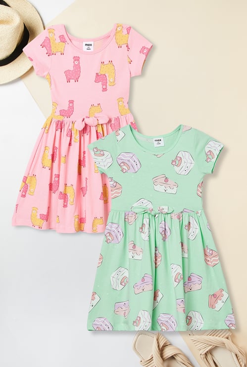 Girls Printed Dress - Pack of 2