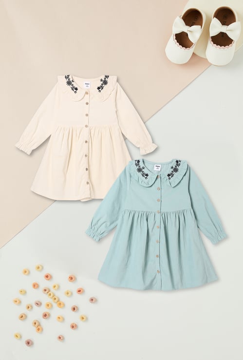 Girls Embroidered Dress - Pack of 2