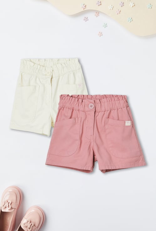 Girls Solid Shorts - Pack of 2