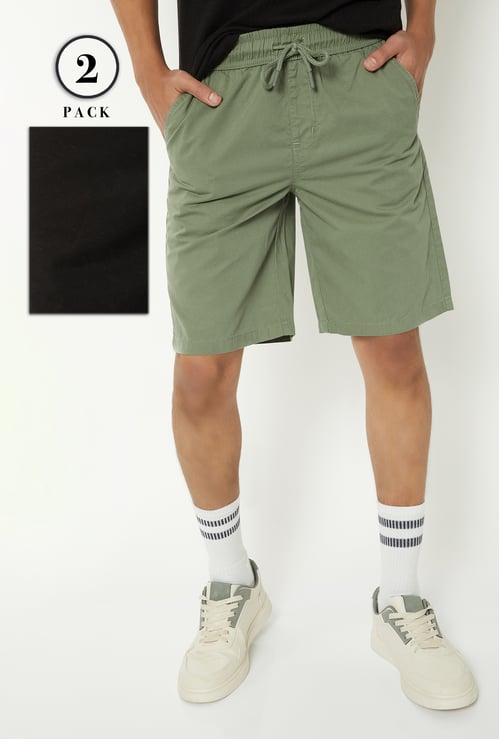 Boys Solid Shorts - Pack of 2
