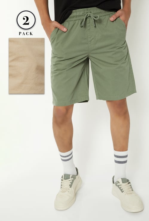 Boys Solid Shorts - Pack of 2
