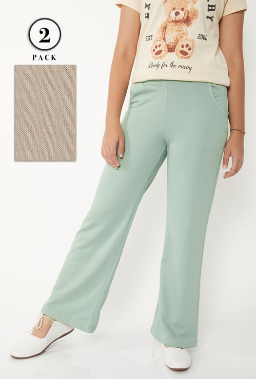Girls Solid Track Pants - Pack of 2