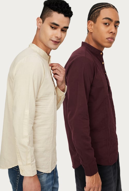 Men Pintuck Short Kurta - Pack of 2