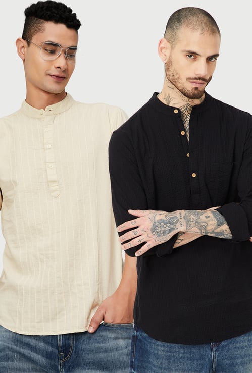 Men Assorted Short Kurta - Pack of 2