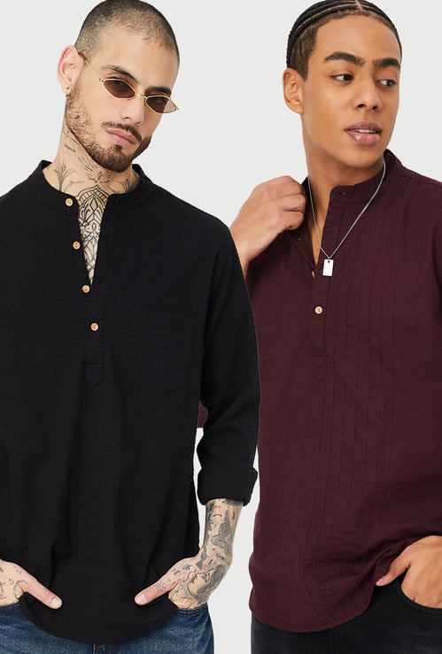 Men Assorted Short Kurta - Pack of 2