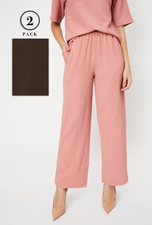 Women Textured Trousers- Pack of 2