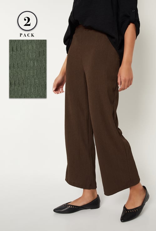 Women Textured Trousers- Pack of 2