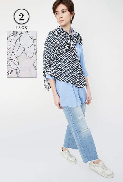 Women Printed Scarves - Pack of 2