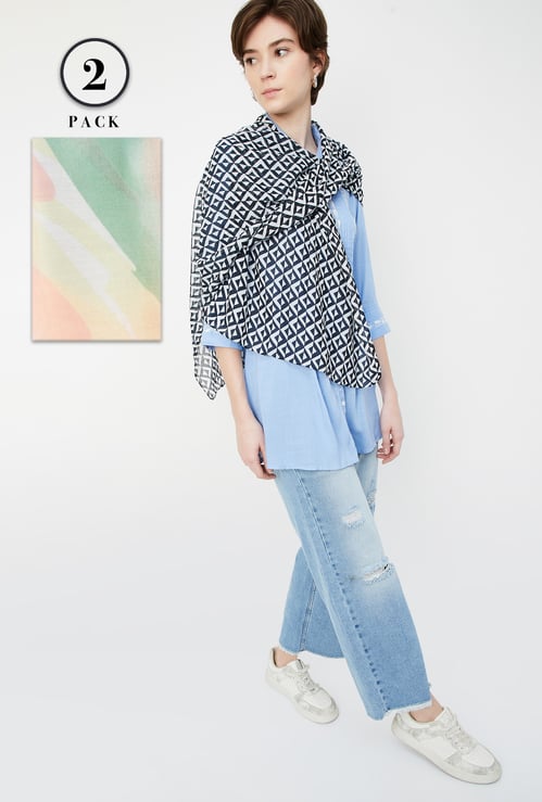 Women Printed Scarves - Pack of 2