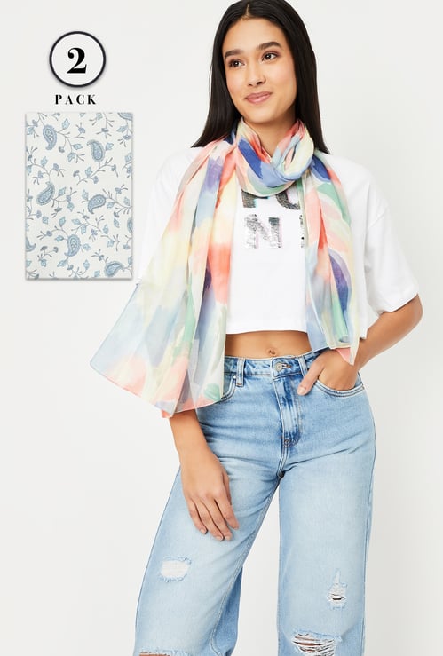Women Printed Scarves - Pack of 2