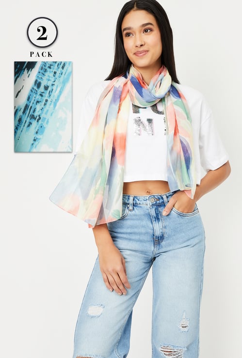 Women Printed Scarf - Pack of 2