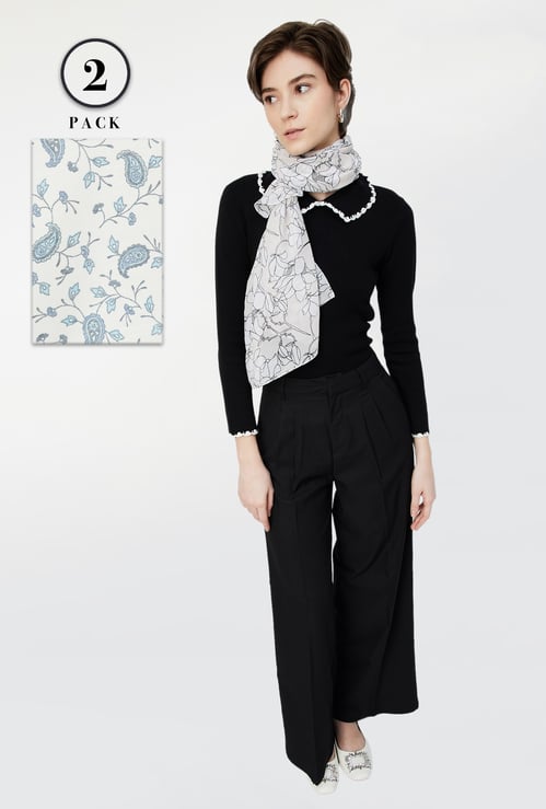 Women Printed Scarf - Pack of 2