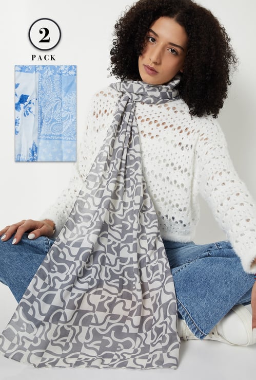 Women Printed Scarves - Pack of 2