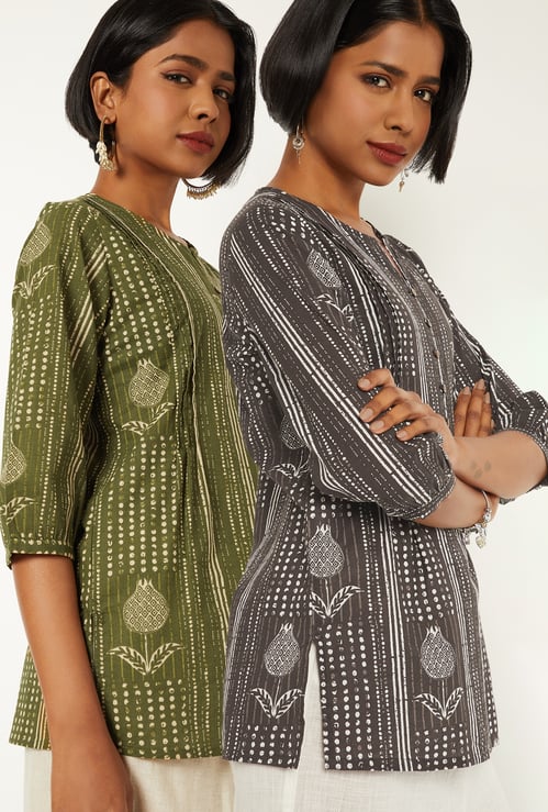 Women Printed Straight Kurti - Pack of 2