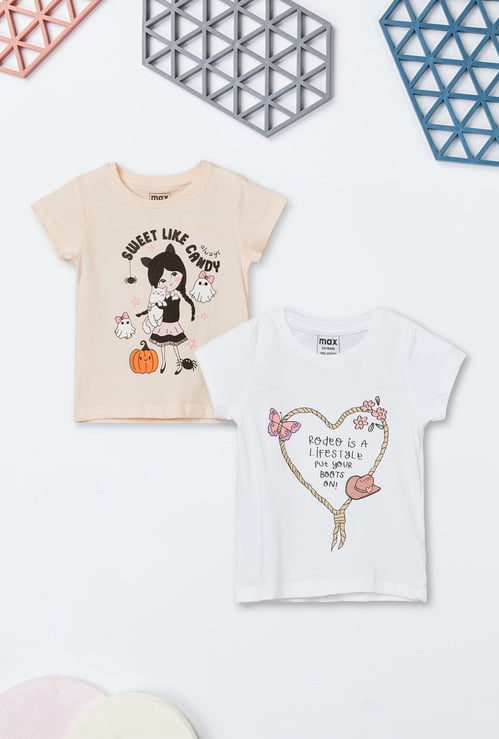 Girls Printed T-shirts - Pack of 2