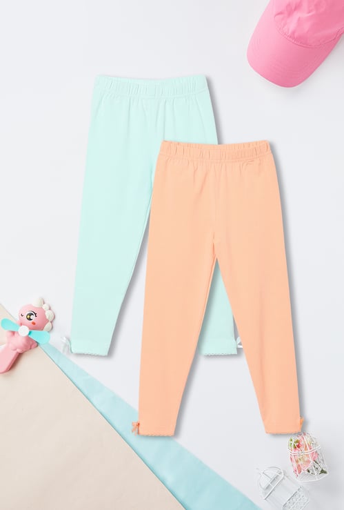Girls Solid Leggings - Pack of 2