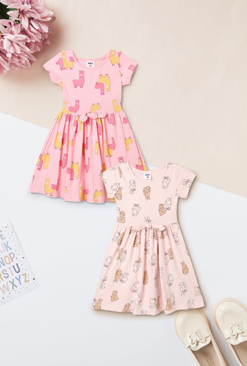 Girls Printed Dresses - Pack of 2