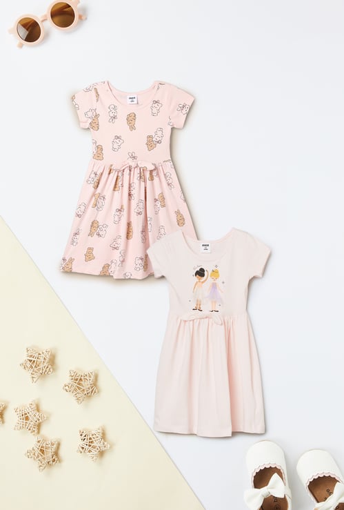 Girls Printed Dresses - Pack of 2