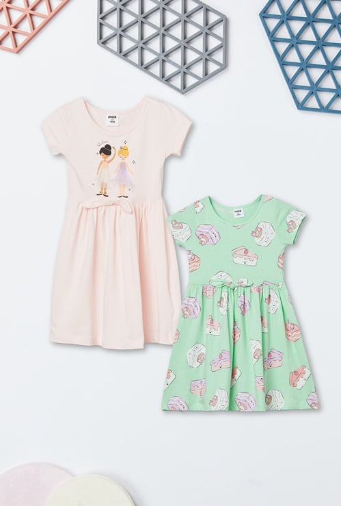 Girls Printed Dresses - Pack of 2