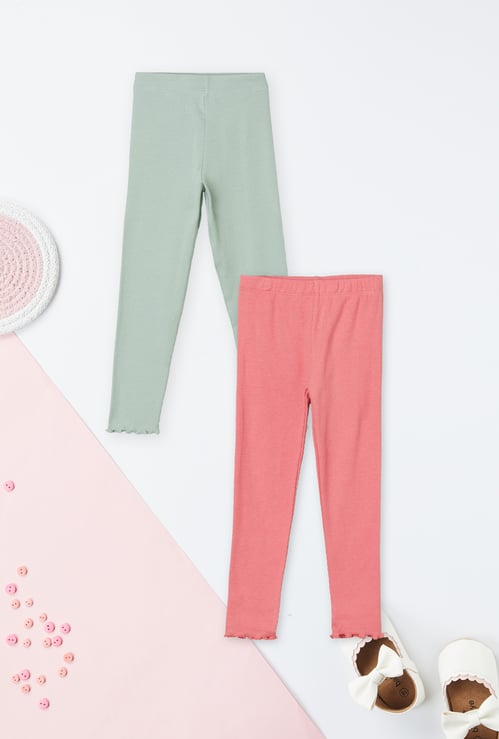 Girls Ribbed Leggings - Pack of 2