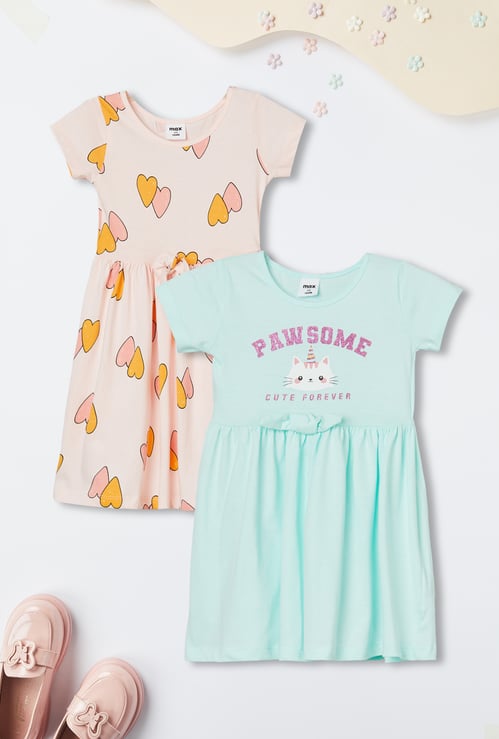 Girls Printed Dress - Pack of 2