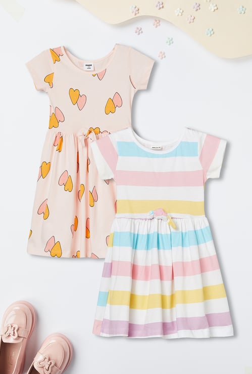 Girls Printed Dresses - Pack of 2