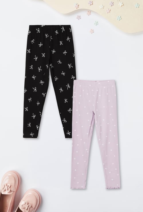 Girls Printed Leggings - Pack of 2