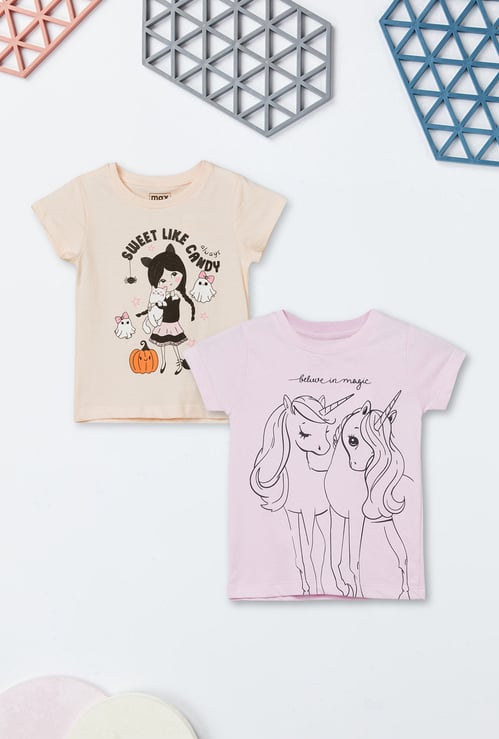 Girls Printed T-shirts - Pack of 2