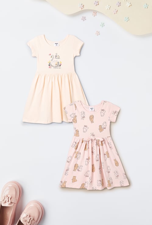Girls Printed Dresses - Pack of 2