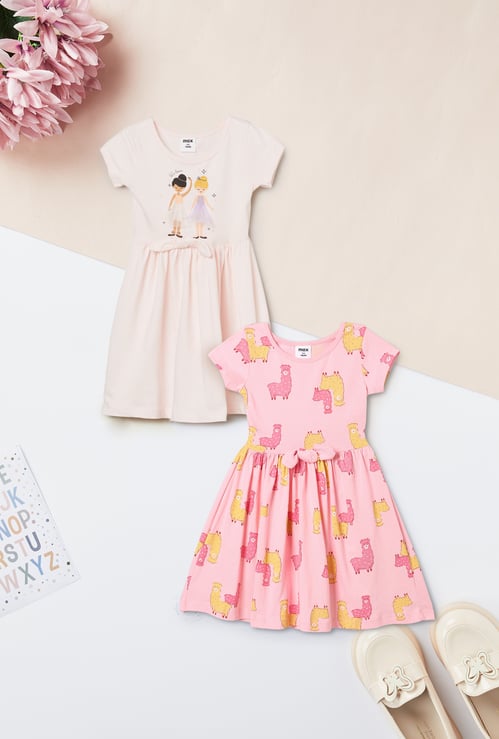 Girls Printed Dresses - Pack of 2