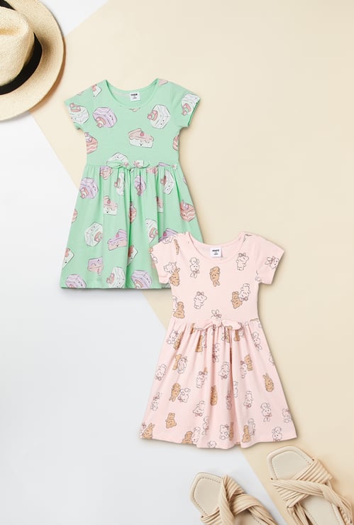 Girls Printed Dresses - Pack of 2